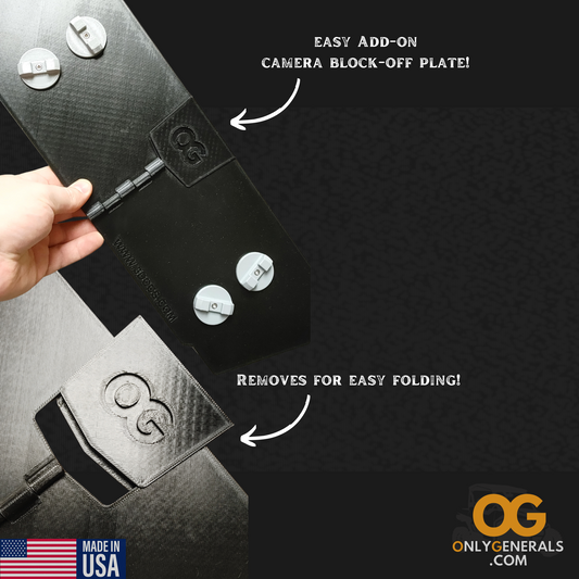 Showing the Polaris General Eliminator grill cover by OnlyGenerals with the removable camera block-off plate.