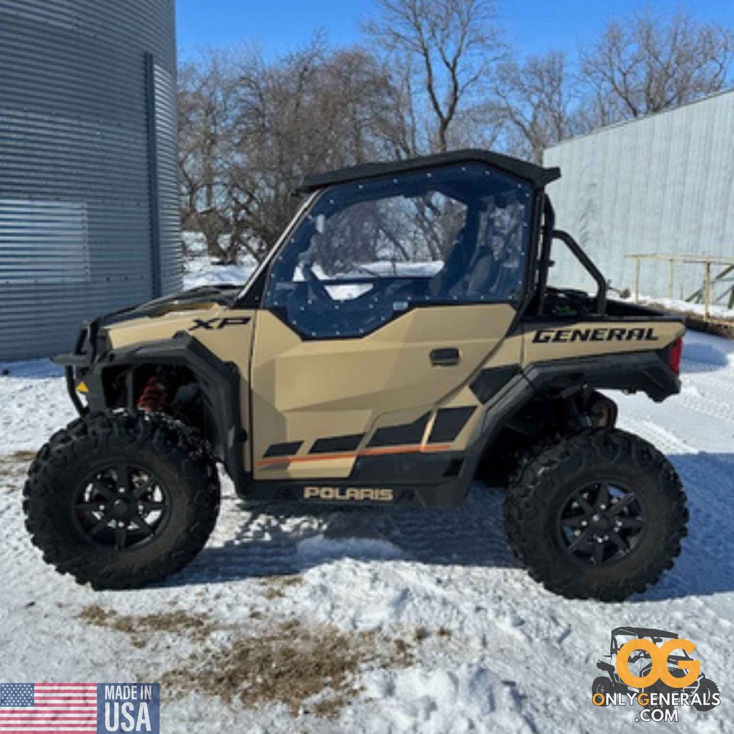 A Canadian Customer submitted photo with a Polaris General showing off their SideskinsLITE hard upper doors from OnlyGenerals