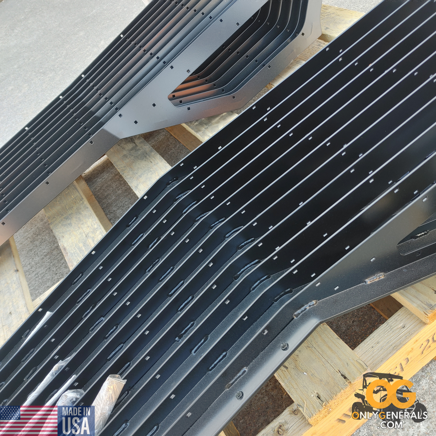 Stack of welded frames for the SideskinsLITE hard upper doors by OnlyGenerals