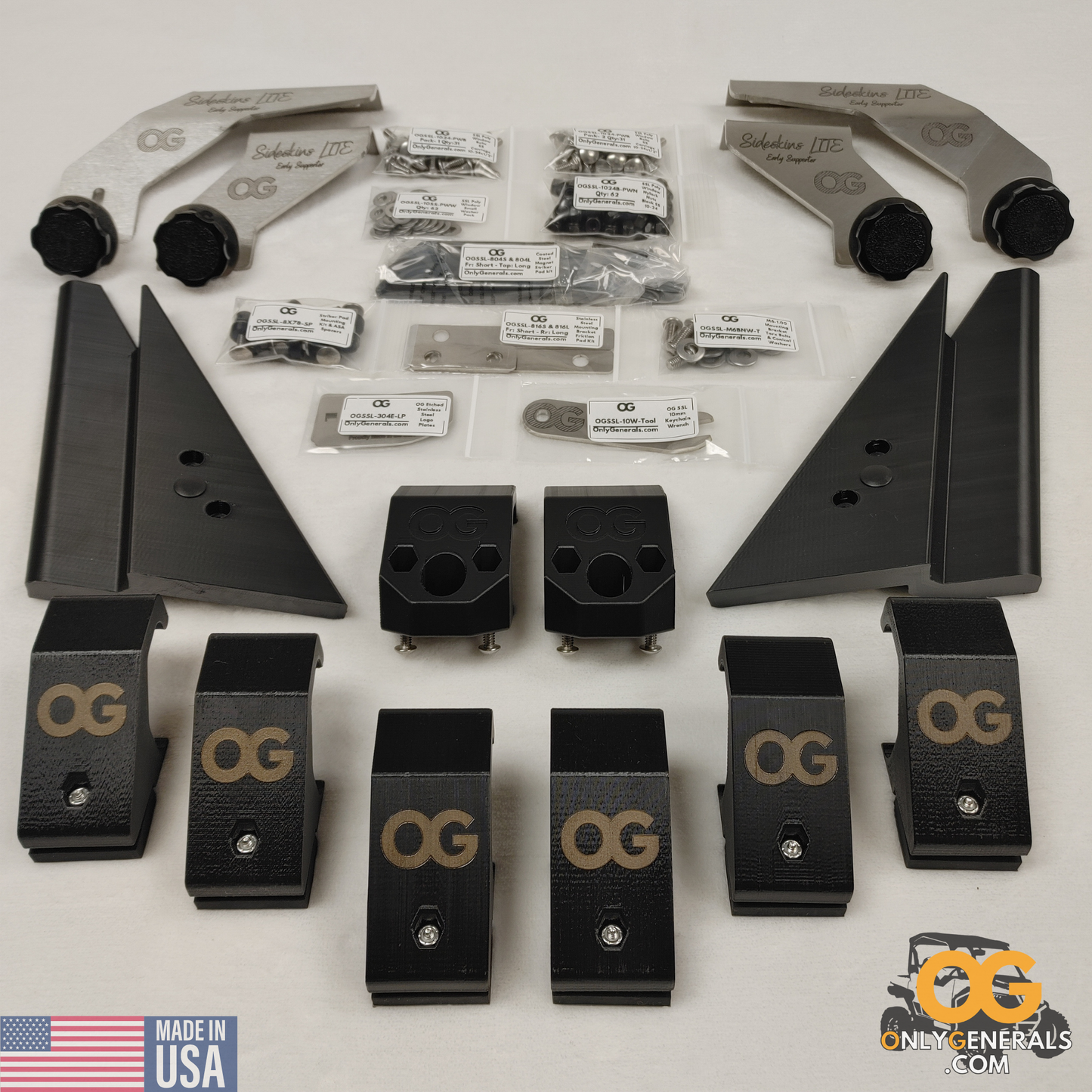 Showing the hardware installation kit for the SideskinsLITE hard upper doors for Polaris General