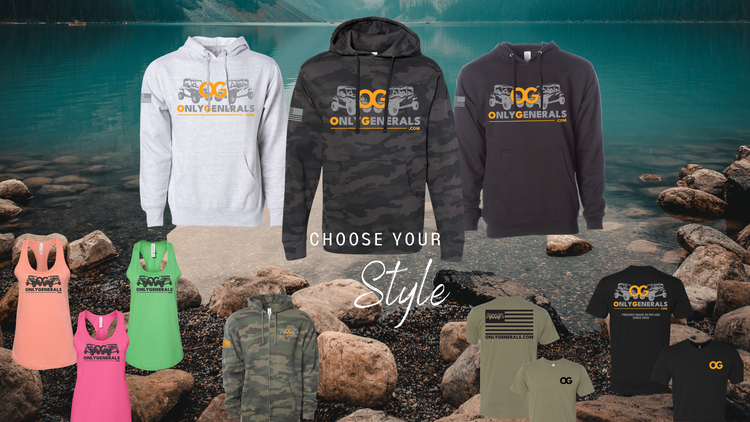 OG clothing collections banner showcasing popular items such as hoodies and tee-shirts