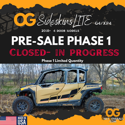 OG Sideskins LITE Hard Upper Doors for Polaris General 4 Seat Models