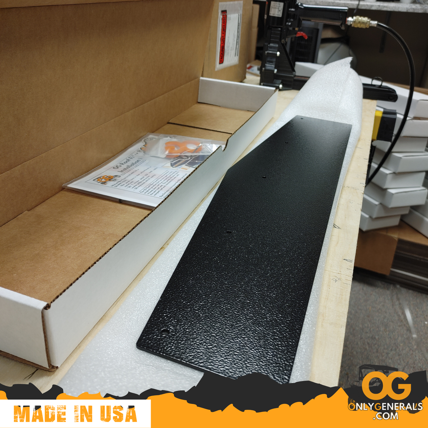OnlyGenerals roof filler panel getting packaged for shipment
