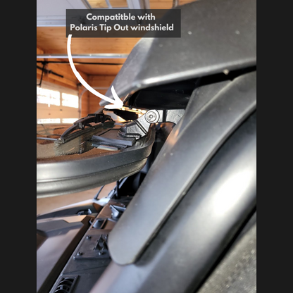 OG roof filler panel mounted in place showing clearances with the Polaris tip out windshield system