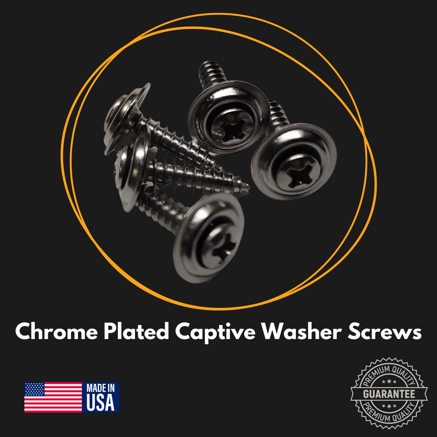 Chrome plated captive washer screws made in the USA as part of the OnlyGenerals roof filler panel kit