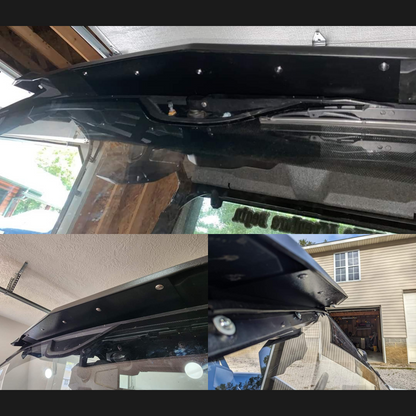 Three images showing the onlygenerals roof panel kit installed on the polaris general