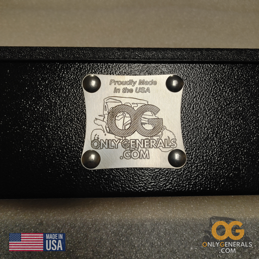 Main picture showing the laser etched OG logo plate on the full length storage tray for the Polaris General